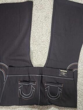 NEW True Religion Pull-On Flare Jeans Black Anniversary 2XL